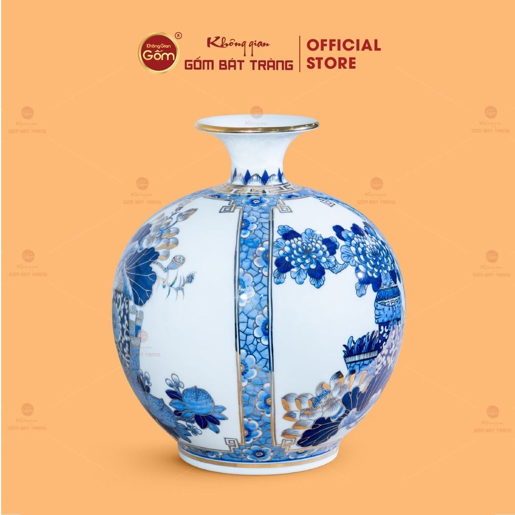 Quả Hút Lộc Tứ Quý Cổ Đồ Bạch Bảo Vẽ Vàng
