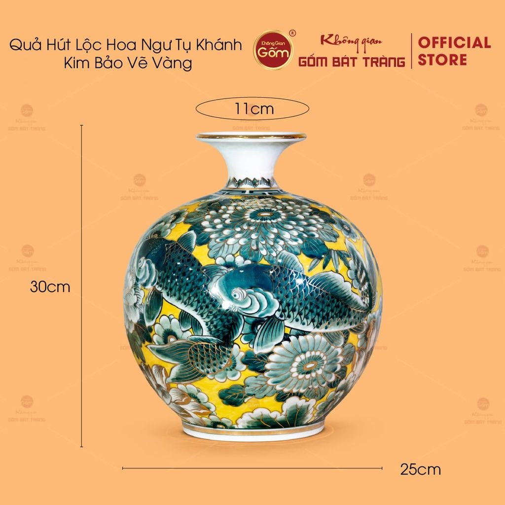 Quả Hút Lộc Hoa Ngư Tụ Khánh Kim Bảo Vẽ Vàng