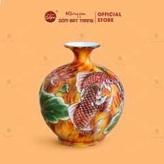 Quả Hút Lộc Niên Niên Hữu Dư Cẩm Thạch Kim Bảo Vẽ Vàng