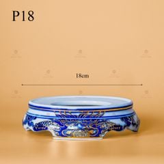 Bát Hương Song Long Chầu Nguyệt Men Lam Nổi Vẽ Vàng Kim
