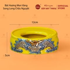 Bát Hương Men Vàng Họa Tiết Song Long Chầu Nguyệt