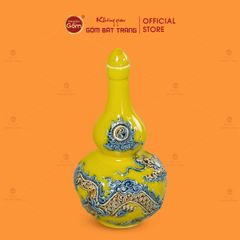 Nậm Rượu Men Vàng Họa Tiết Kim Long Chầu Nhật