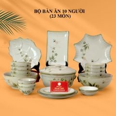 Bộ Bàn Ăn 10 Người (23 món) Men Kem Đào Chuồn