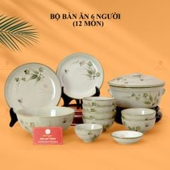 Bộ Bàn Ăn 6 Người (12 món) Men Kem Đào Chuồn
