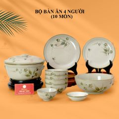 Bộ Bàn Ăn 4 Người (10 món) Men Kem Đào Chuồn