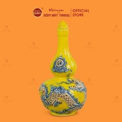 Nậm Rượu Men Vàng Họa Tiết Kim Long Chầu Nhật