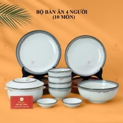 Bộ Bát Đĩa Bát Tràng Men Ngọc Trai