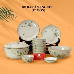 Bộ Bàn Ăn 6 Người (12 món) Men Kem Đào Chuồn