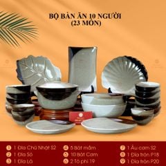 Bộ Bàn Ăn 10 Người (23 món) Men Hỏa Biến Ba Màu