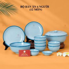 Bộ Bàn Ăn 6 Người (12 món) Men Biển Xanh Cát Trắng