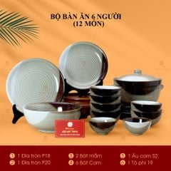 Bộ Bát Đĩa Bát Tràng Men Hỏa Biến Ba Màu