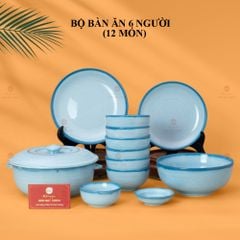 Bộ Bàn Ăn 6 Người (12 món) Men Biển Xanh Cát Trắng