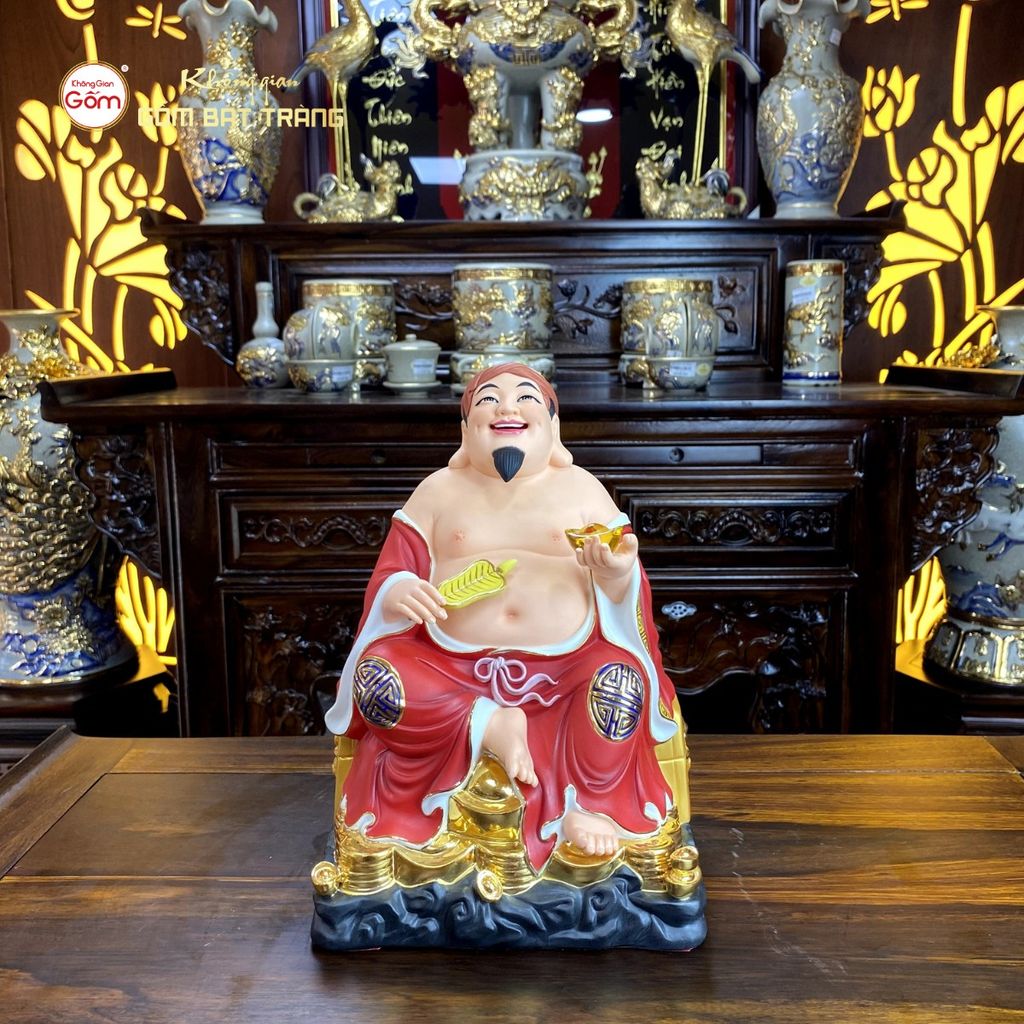 Tượng Thần Tài Thổ Địa Ghế Đá Áo Đỏ