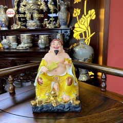 Tượng Thần Tài Thổ Địa Ghế Đá Áo Vàng