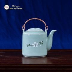 Bộ Ấm Tích Men Xanh Hoa Đào Trắng