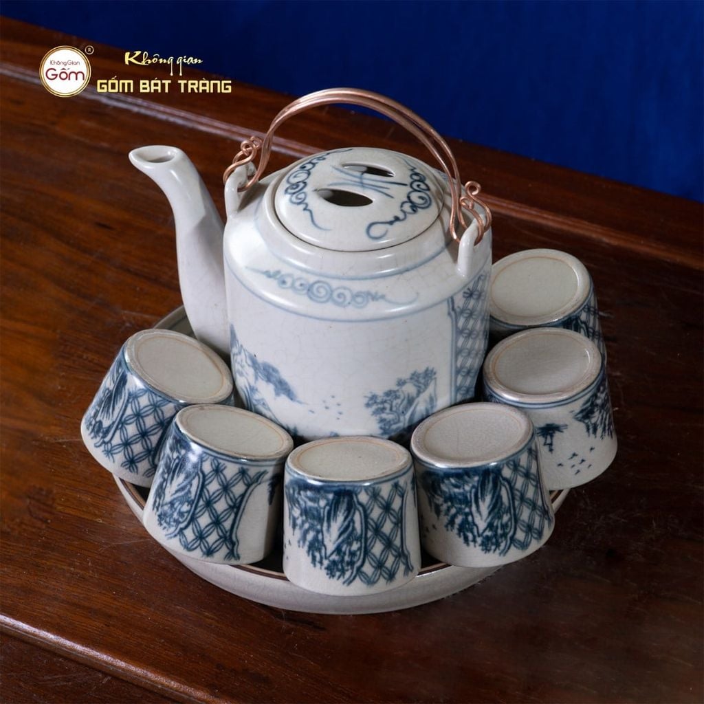 Bộ Ấm Tích Men Rạn Sơn Thuỷ
