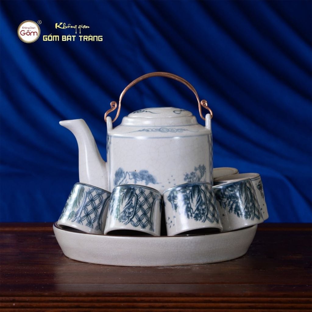 Bộ Ấm Tích Men Rạn Sơn Thuỷ
