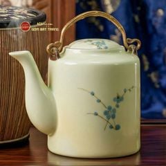 Ấm Tích Bát Tràng Vẽ Hoa Đào Xanh