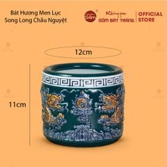 Bát Hương Men Lục Họa Tiết Song Long Chầu Nguyệt