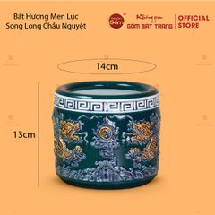 Bát Hương Men Lục Họa Tiết Song Long Chầu Nguyệt