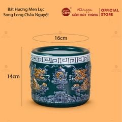 Bát Hương Men Lục Họa Tiết Song Long Chầu Nguyệt