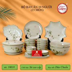 Bộ Bàn Ăn 10 Người (23 món) Men Kem Đào Chuồn