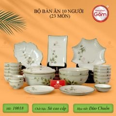 Bộ Bàn Ăn 10 Người (23 món) Men Kem Đào Chuồn