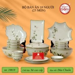 Bộ Bàn Ăn 10 Người (23 món) Men Kem Đào Chuồn