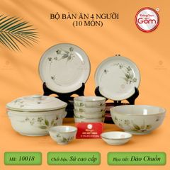 Bộ Bàn Ăn 4 Người (10 món) Men Kem Đào Chuồn