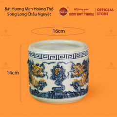 Bát Hương Men Hoàng Thổ Họa Tiết Song Long Chầu Nguyệt