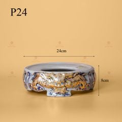Bát Hương Men Rạn Vẽ Vàng Họa Tiết Song Long Chầu Nguyệt