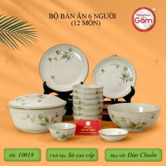 Bộ Bàn Ăn 6 Người (12 món) Men Kem Đào Chuồn