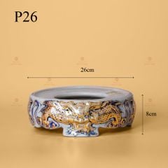 Bát Hương Men Rạn Vẽ Vàng Họa Tiết Song Long Chầu Nguyệt