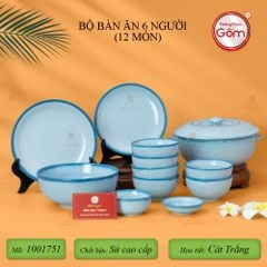 Bộ Bàn Ăn 6 Người (12 món) Men Biển Xanh Cát Trắng