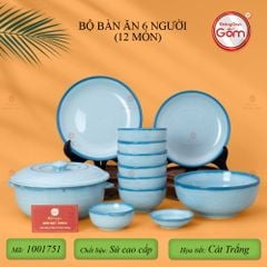 Bộ Bàn Ăn 6 Người (12 món) Men Biển Xanh Cát Trắng