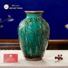 Bình Hoa Men Ngọc Bọc Đồng Họa Tiết Cô Gái