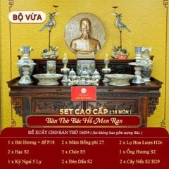 [Set Cao Cấp] Bộ Đồ Thờ Bác Hồ Men Rạn (16 món)