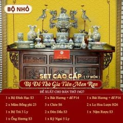 [Set Cao Cấp] Bộ Đồ Thờ Gia Tiên Men Rạn (17 món)