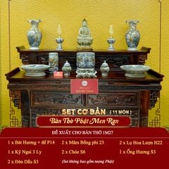 [Set Cơ Bản] Bộ Đồ Thờ Phật Men Rạn (11 món)