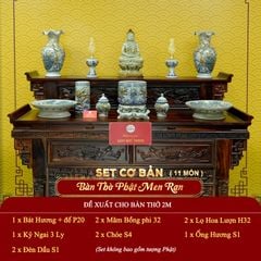 [Set Cơ Bản] Bộ Đồ Thờ Phật Men Rạn (11 món)