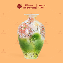 Bảo Bình Kim Liên Bảo Cát Nền Cẩm Hoàng Thạch Vẽ Vàng