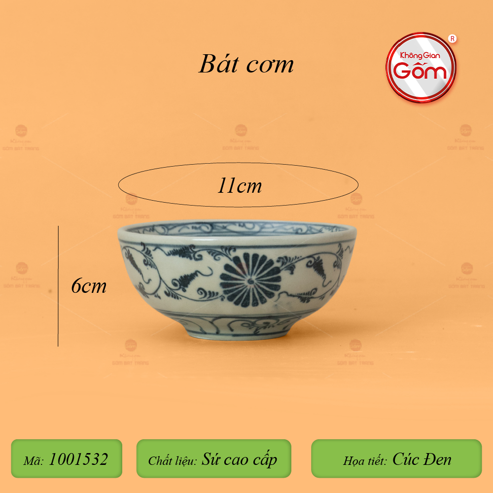 Bộ Bàn Ăn 10 Người (23 món) Men Rạn Vẽ Cúc Đen