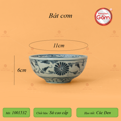 Bộ Bàn Ăn 10 Người (23 món) Men Rạn Vẽ Cúc Đen