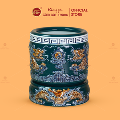 Bát Hương Men Lục Họa Tiết Song Long Chầu Nguyệt