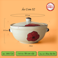 Bộ Bàn Ăn 6 Người (12 món) Men Hoả Biến Hoa Sứ Đỏ