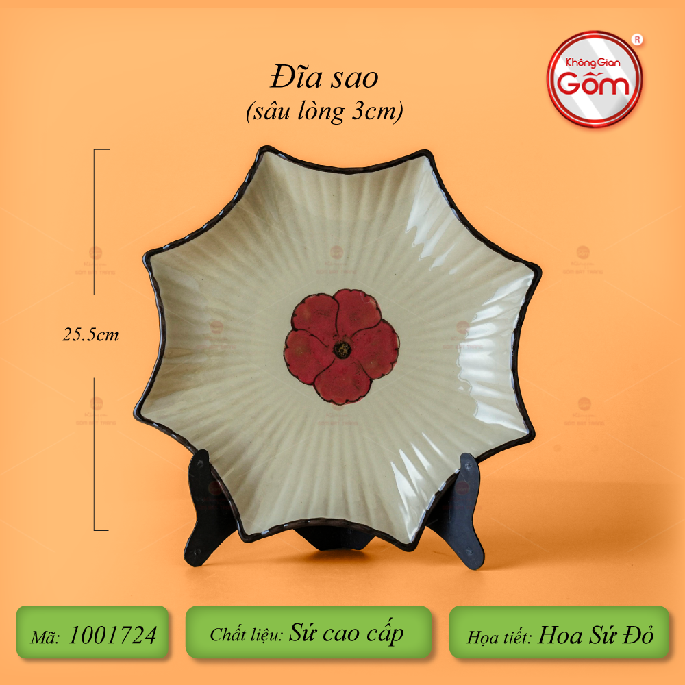 Bộ Bàn Ăn 10 Người (23 món) Men Hỏa Biến Hoa Sứ Đỏ