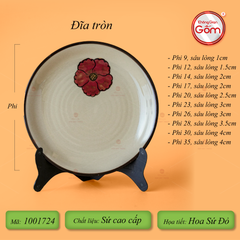 Bộ Bàn Ăn 10 Người (23 món) Men Hỏa Biến Hoa Sứ Đỏ