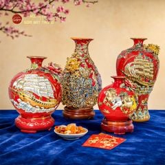 Quả Hút Lộc Men Đỏ Mã Đáo Thành Công Đắp Nổi Vẽ Vàng