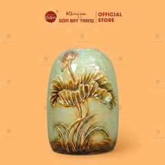 Bình Hoa Dáng Chuông Đắp Nổi Hoa Sen