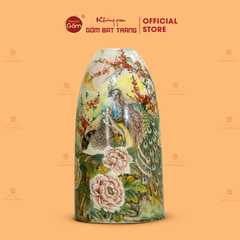 Bình Hoa Dáng Chuông Họa Tiết Công Đào Hoa Trắng